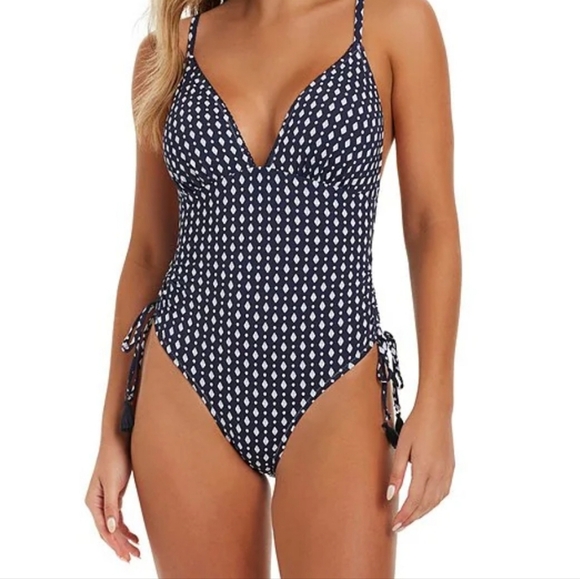 Jessica Simpson Navy and White One Piece Swimsuit - Picture 9 of 13